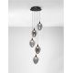Pendule, Lustre suspendate - Lustra moderna cu 5 pendule LED, Metal, Sticla, Fumuriu, Nali