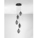 Pendule, Lustre suspendate - Lustra moderna cu 5 pendule LED, Metal, Sticla, Fumuriu, Nali