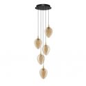 Lustra moderna cu 5 pendule LED, Metal, Sticla, Champaign, Nali