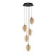 Pendule, Lustre suspendate - Lustra moderna cu 5 pendule LED, Metal, Sticla, Champaign, Nali