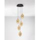 Pendule, Lustre suspendate - Lustra moderna cu 5 pendule LED, Metal, Sticla, Champaign, Nali