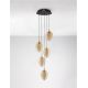Pendule, Lustre suspendate - Lustra moderna cu 5 pendule LED, Metal, Sticla, Champaign, Nali
