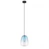 Pendul LED modern, Metal, Sticla, Albastru deschis, OBLO