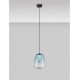 Pendule, Lustre suspendate - Pendul LED modern, Metal, Sticla, Albastru deschis, OBLO