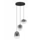 Pendule, Lustre suspendate - Lustra moderna cu 3 pendule LED, Metal, Sticla, Gri Fumuriu, OBLO