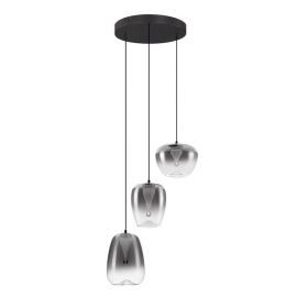 Lustra moderna cu 3 pendule LED, Metal, Sticla, Gri Fumuriu, OBLO