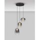 Pendule, Lustre suspendate - Lustra moderna cu 3 pendule LED, Metal, Sticla, Gri Fumuriu, OBLO