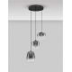 Pendule, Lustre suspendate - Lustra moderna cu 3 pendule LED, Metal, Sticla, Gri Fumuriu, OBLO