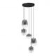 Lustra moderna cu 5 pendule LED, Metal, Sticla, Gri Fumuriu, OBLO