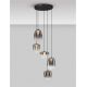 Pendule, Lustre suspendate - Lustra moderna cu 5 pendule LED, Metal, Sticla, Gri Fumuriu, OBLO
