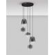 Pendule, Lustre suspendate - Lustra moderna cu 5 pendule LED, Metal, Sticla, Gri Fumuriu, OBLO