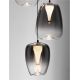 Pendule, Lustre suspendate - Lustra moderna cu 5 pendule LED, Metal, Sticla, Gri Fumuriu, OBLO