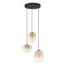Lustra moderna cu 3 pendule LED, Metal, Sticla, Chihlimbar, OBLO