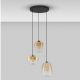 Pendule, Lustre suspendate - Lustra moderna cu 3 pendule LED, Metal, Sticla, Chihlimbar, OBLO