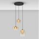 Pendule, Lustre suspendate - Lustra moderna cu 3 pendule LED, Metal, Sticla, Chihlimbar, OBLO