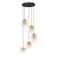Lustra moderna cu 5 pendule LED, Metal, Sticla, Chihlimbar, OBLO
