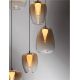 Pendule, Lustre suspendate - Lustra moderna cu 5 pendule LED, Metal, Sticla, Chihlimbar, OBLO