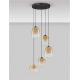 Pendule, Lustre suspendate - Lustra moderna cu 5 pendule LED, Metal, Sticla, Chihlimbar, OBLO