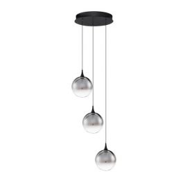 Lustra moderna cu 3 pendule LED, Metal, Sticla, Fumuriu, ORENDA