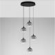 Pendule, Lustre suspendate - Lustra moderna cu 5 pendule LED, Metal, Sticla, Fumuriu, ORENDA