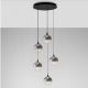 Pendule, Lustre suspendate - Lustra moderna cu 5 pendule LED, Metal, Sticla, Fumuriu, ORENDA