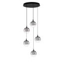 Lustra moderna cu 5 pendule LED, Metal, Sticla, Fumuriu, ORENDA
