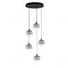 Lustra moderna cu 5 pendule LED, Metal, Sticla, Fumuriu, ORENDA