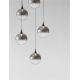 Pendule, Lustre suspendate - Lustra moderna cu 5 pendule LED, Metal, Sticla, Fumuriu, ORENDA