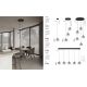 Pendule, Lustre suspendate - Lustra moderna cu 5 pendule LED, Metal, Sticla, Fumuriu, ORENDA
