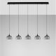 Pendule, Lustre suspendate - Lustra moderna cu 5 pendule LED, Metal, Sticla, Fumuriu, ORENDA