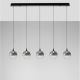 Pendule, Lustre suspendate - Lustra moderna cu 5 pendule LED, Metal, Sticla, Fumuriu, ORENDA