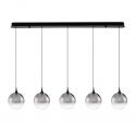 Lustra moderna cu 5 pendule LED, Metal, Sticla, Fumuriu, ORENDA