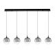 Pendule, Lustre suspendate - Lustra moderna cu 5 pendule LED, Metal, Sticla, Fumuriu, ORENDA