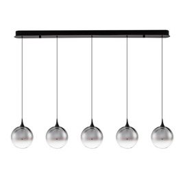 Lustra moderna cu 5 pendule LED, Metal, Sticla, Fumuriu, ORENDA