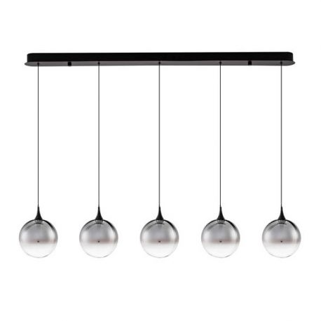 Pendule, Lustre suspendate - Lustra moderna cu 5 pendule LED, Metal, Sticla, Fumuriu, ORENDA