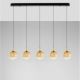 Pendule, Lustre suspendate - Lustra moderna cu 5 pendule LED, Metal, Sticla, Champaign, ORENDA