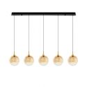 Lustra moderna cu 5 pendule LED, Metal, Sticla, Champaign, ORENDA
