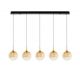 Pendule, Lustre suspendate - Lustra moderna cu 5 pendule LED, Metal, Sticla, Champaign, ORENDA