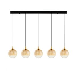 Lustra moderna cu 5 pendule LED, Metal, Sticla, Champaign, ORENDA