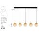 Pendule, Lustre suspendate - Lustra moderna cu 5 pendule LED, Metal, Sticla, Champaign, ORENDA