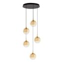 Lustra moderna cu 5 pendule LED, Metal, Sticla, Champaign, ORENDA