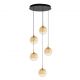 Pendule, Lustre suspendate - Lustra moderna cu 5 pendule LED, Metal, Sticla, Champaign, ORENDA