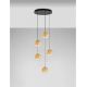 Pendule, Lustre suspendate - Lustra moderna cu 5 pendule LED, Metal, Sticla, Champaign, ORENDA