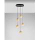 Pendule, Lustre suspendate - Lustra moderna cu 5 pendule LED, Metal, Sticla, Champaign, ORENDA