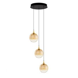 Lustra moderna cu 3 pendule LED, Metal, Sticla, Champaign, ORENDA