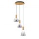 Pendule, Lustre suspendate - Lustra moderna cu 3 pendule LED, Metal, Sticla, Fumuriu, Voi