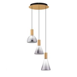 Lustra moderna cu 3 pendule LED, Metal, Sticla, Fumuriu, Voi