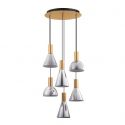 Lustra moderna cu 5 pendule LED, Metal, Sticla, Fumuriu, Voi