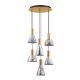 Pendule, Lustre suspendate - Lustra moderna cu 5 pendule LED, Metal, Sticla, Fumuriu, Voi