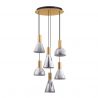 Lustra moderna cu 5 pendule LED, Metal, Sticla, Fumuriu, Voi